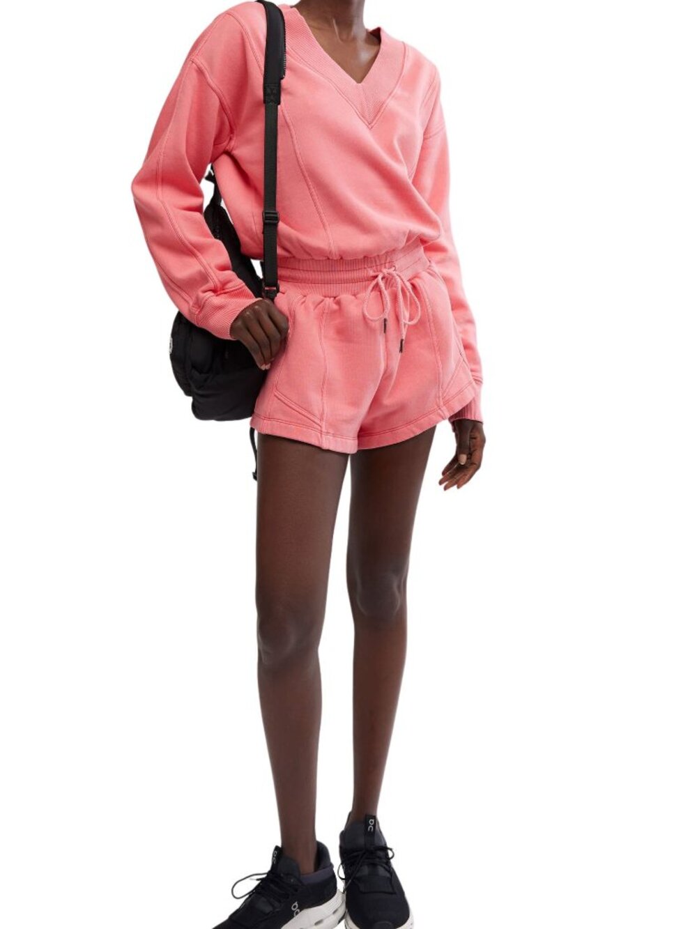 NWT FREE PEOPLE FP Movement Intercept romper hibiscus pink long sleeve size L